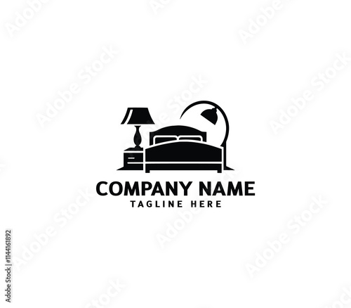 Vector bed logo design. Pillow shape design bed concept. Creative home bed logo. Bedroom, Furniture