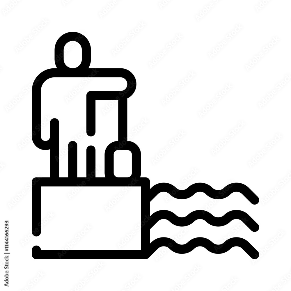 Obraz premium pool deck cleaning line icon