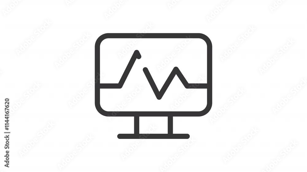 Ecg monitoring line animation. Pulse control animated icon. Moving line. Electrocardiogram test. Black illustration on white background. HD video with alpha channel. Motion graphic Ecg monitoring line animation. Pulse control animated icon. Moving line. Electrocardiogram test. Black illustration on white background. HD video with alpha channel. Motion graphic