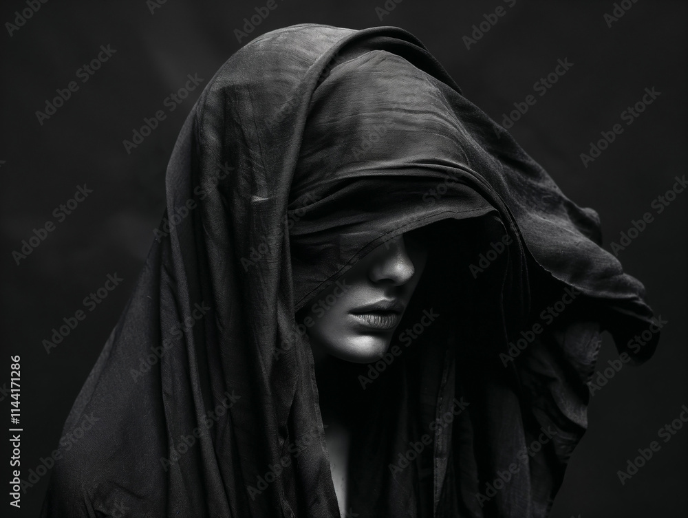 Woman in black hijab celebrates World Hijab Day with serene expression and cultural pride Woman in black hijab celebrates World Hijab Day with serene expression and cultural pride