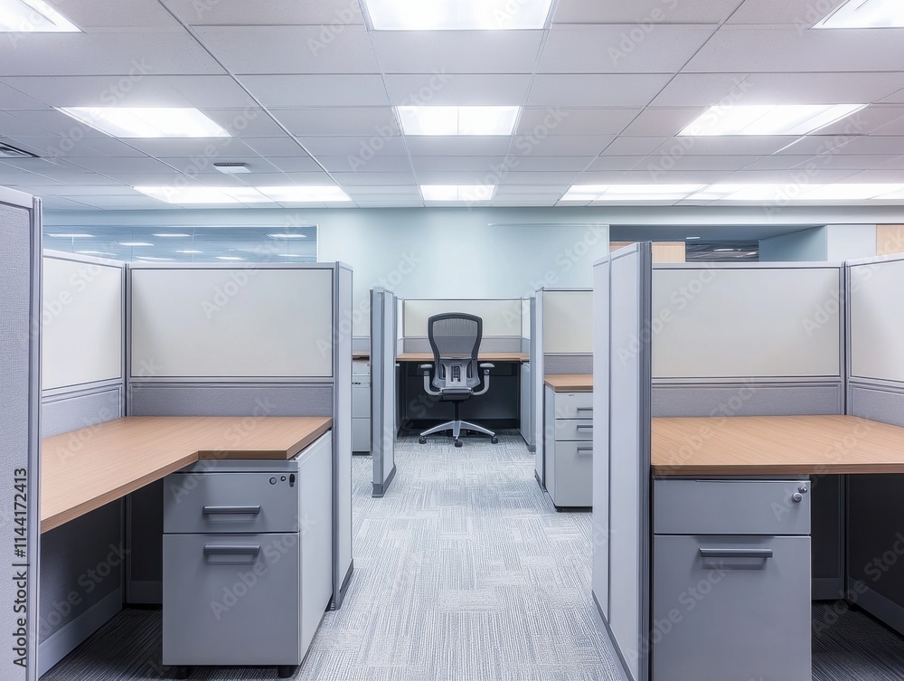 Modern Office Interior with Ergonomic Chairs and Workstations in a Brightly Lit Environment Designed for Productive Working Experience Modern Office Interior with Ergonomic Chairs and Workstations in a Brightly Lit Environment Designed for Productive Working Experience