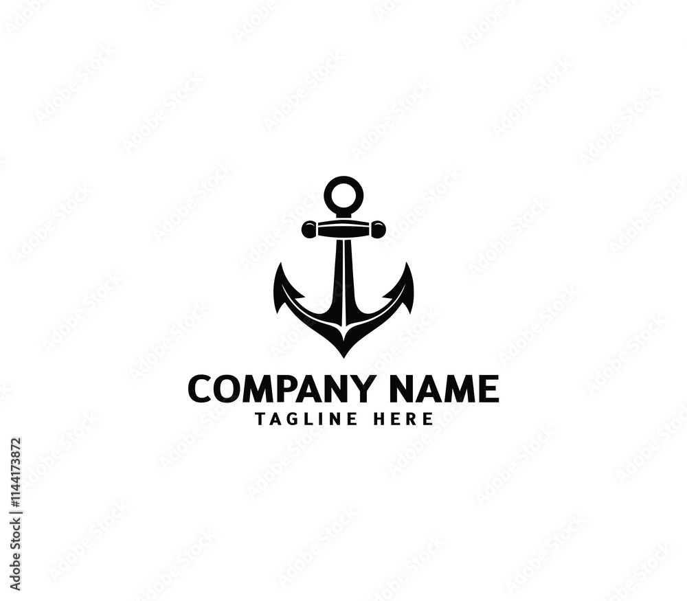 Vector anchor logo design. Marine retro emblems logo with anchor. Monochrome sea anchor illustration Vector anchor logo design. Marine retro emblems logo with anchor. Monochrome sea anchor illustration