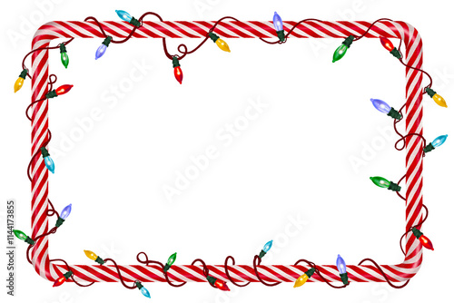Wallpaper Mural christmas candy cane frame christmas lights illustration New Year garland Winter banner decor xmas Hand drawn illustration on a transparent background Torontodigital.ca