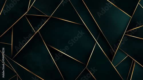 Wallpaper Mural A luxurious dark navy green background adorned with sleek golden lines that create a sophisticated geometric pattern. Torontodigital.ca