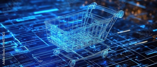 E-commerce and online shopping background with digital carts and payment gateways, suitable for presentations on digital marketplaces and retail innovation photo