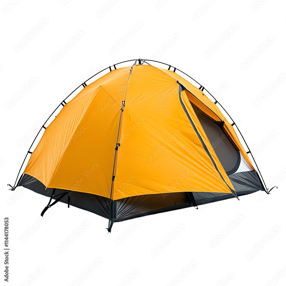 Bright orange tent set up on a clean white background, showcasing its modern design and durable material, perfect for camping adventures and outdoor exploration. Bright orange tent set up on a clean white background, showcasing its modern design and durable material, perfect for camping adventures and outdoor exploration.