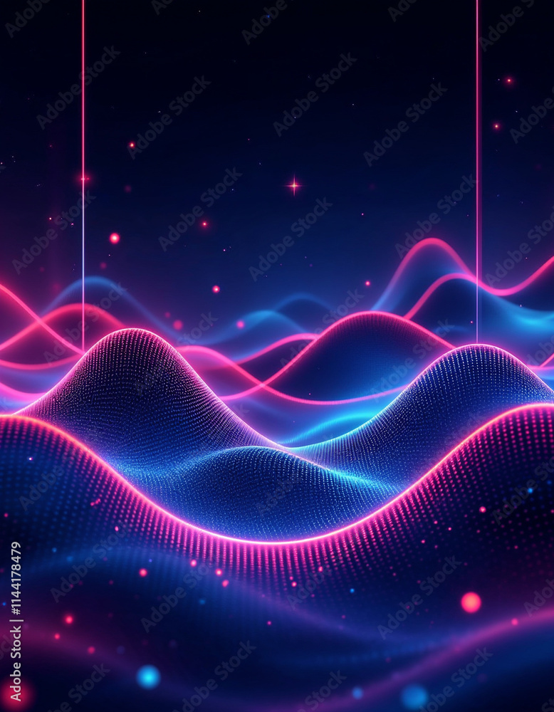 Fototapeta premium Modern neon light waves, dynamic tech design for premium backgrounds