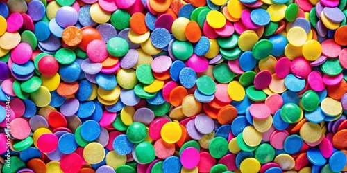 Colorful Confetti Pattern Background, Festive Celebration Design, Eye-Level Shot, Party Decor, Sprinkle Texture