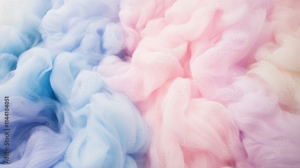 Soft pastel clouds in pink, baby blue, and lavender swirl gently, creating a dreamy, airy texture reminiscent of fluffy cotton candy floating in a serene sky Soft pastel clouds in pink, baby blue, and lavender swirl gently, creating a dreamy, airy texture reminiscent of fluffy cotton candy floating in a serene sky