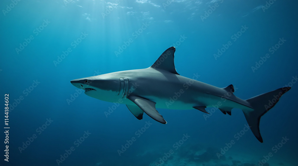 Naklejka premium A great white shark in the sea.