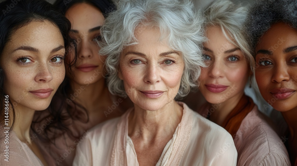 Diverse women in a beautiful group portrait. Diverse women in a beautiful group portrait.