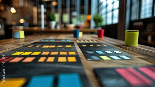 Wallpaper Mural Colorful Project Planning on Wooden Table  Torontodigital.ca