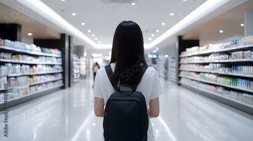 Young woman buying groceries in a supermarket photo