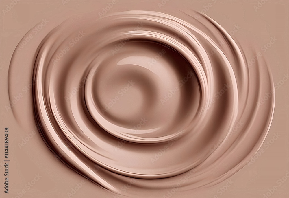 Smooth swirls of creamy foundation makeup on a neutral background, color of the year mocha mousse Smooth swirls of creamy foundation makeup on a neutral background, color of the year mocha mousse