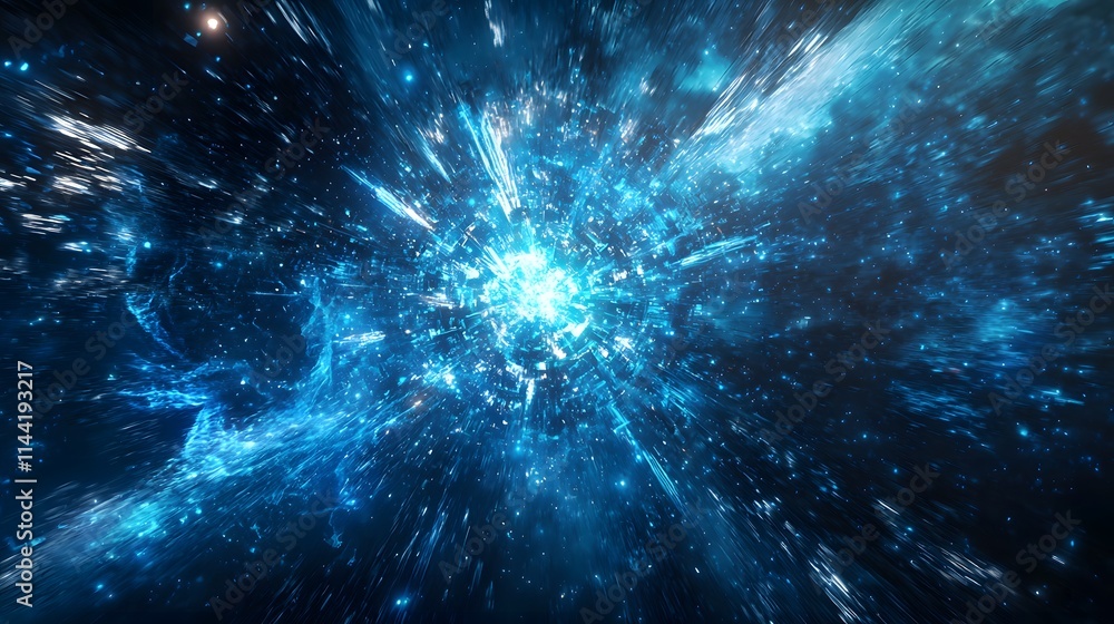Quantum Technology Explosion in Futuristic Blue Quantum Technology Explosion in Futuristic Blue