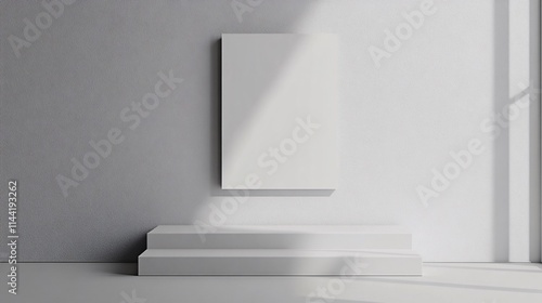 Empty white box mounted on a white wall, perfect for showcasing artwork, signage, or product presentations in a sleek environment.