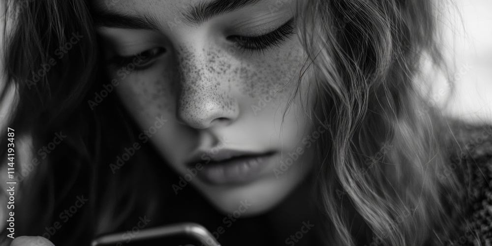 Digital Connection: A Woman's Focus on Her Cell Phone Digital Connection: A Woman's Focus on Her Cell Phone