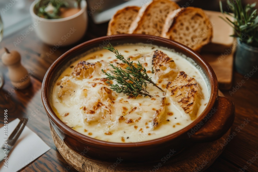 Creamy Cheese Baked Dish with Toasted Bread Creamy Cheese Baked Dish with Toasted Bread