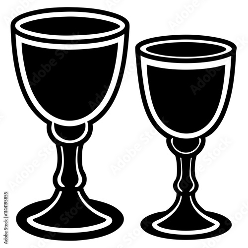 Vintage Goblets or Tankards silhouette vector icon illustration,goblets,tankards on white background.