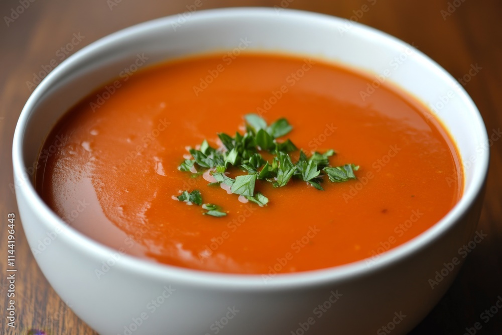 Vibrant Orange Soup in a White Bowl Vibrant Orange Soup in a White Bowl