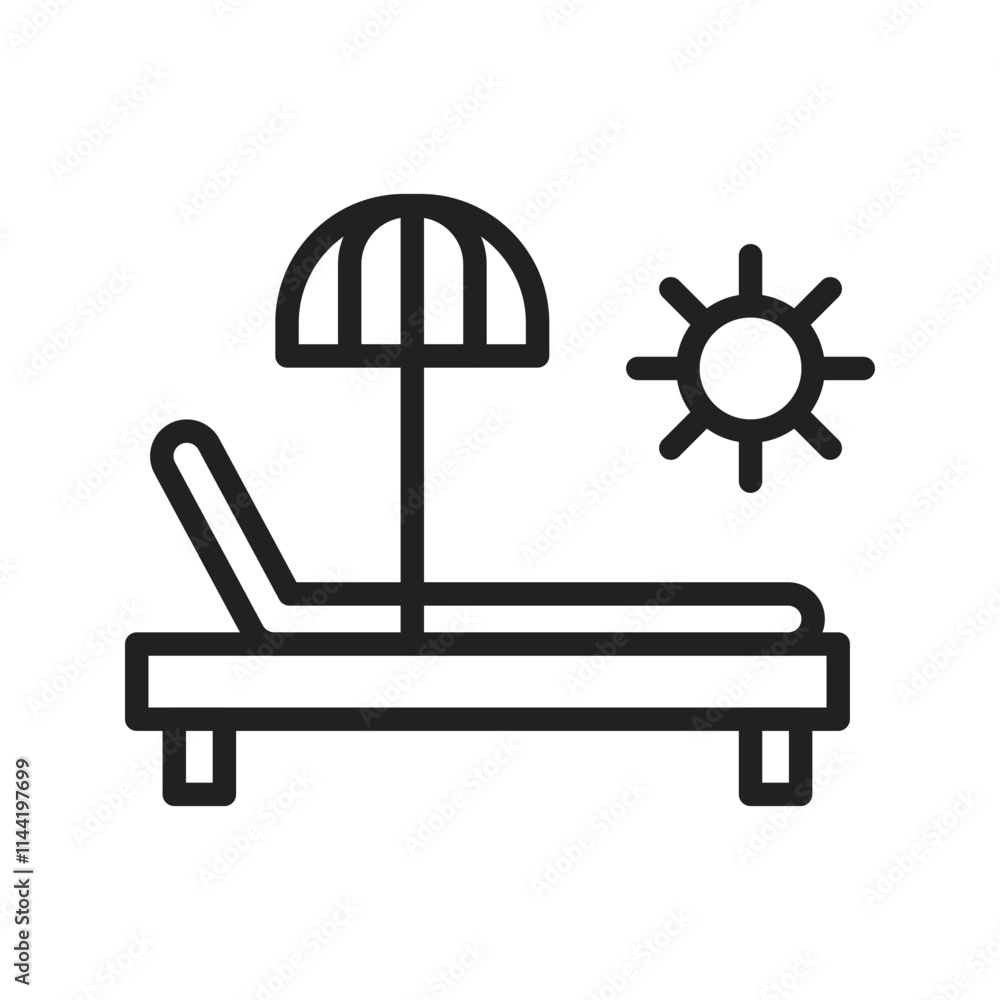 Sunbathe icon vector image. Suitable for mobile apps, web apps and print media. Sunbathe icon vector image. Suitable for mobile apps, web apps and print media.