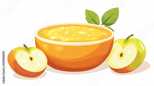 Premium Applesauce Puree Vector Illustration for Culinary Art and Packaging Design