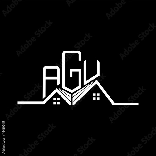 AGU Real state logo design, AGU simple and modern logo. AGU luxurious alphabet design photo