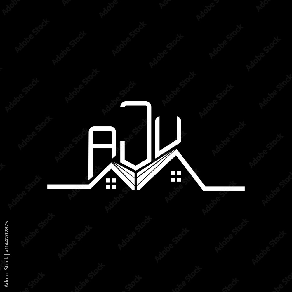 Obraz premium AJU Real state logo design, AJU simple and modern logo. AJU luxurious alphabet design