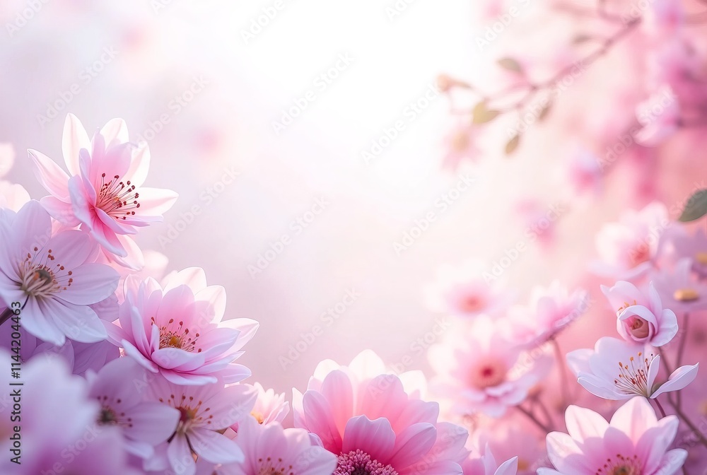 Banner, greeting card for spring time. Light delicate floral background Banner, greeting card for spring time. Light delicate floral background