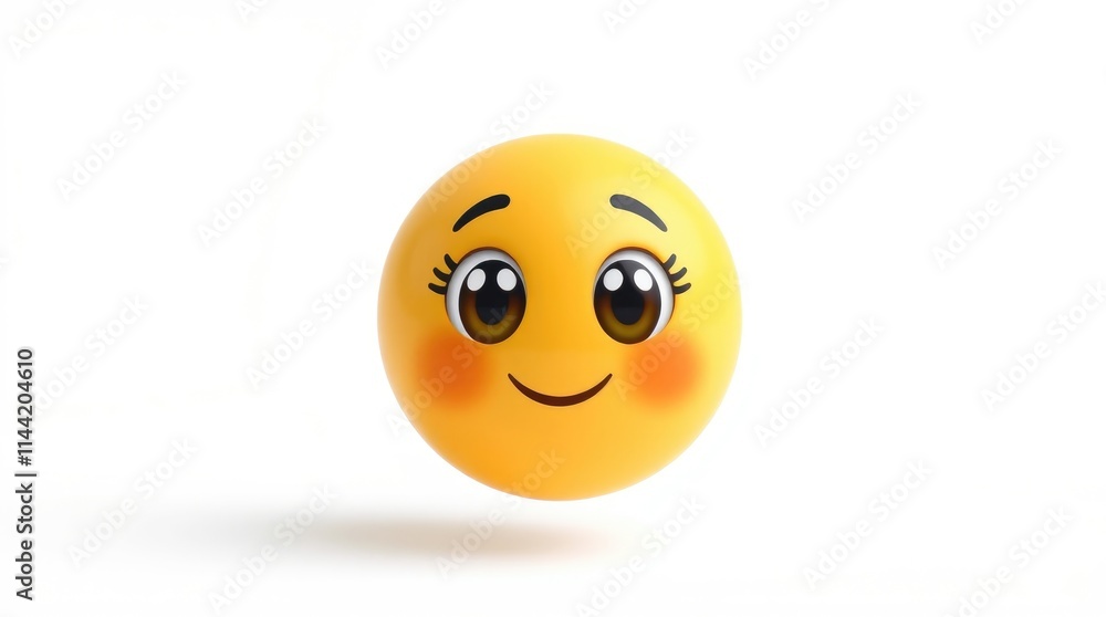 A cheerful emoji with large, expressive eyes and rosy cheeks embodies joy and positivity. Its vibrant yellow color invites smiles and warmth, enhancing any conversation A cheerful emoji with large, expressive eyes and rosy cheeks embodies joy and positivity. Its vibrant yellow color invites smiles and warmth, enhancing any conversation