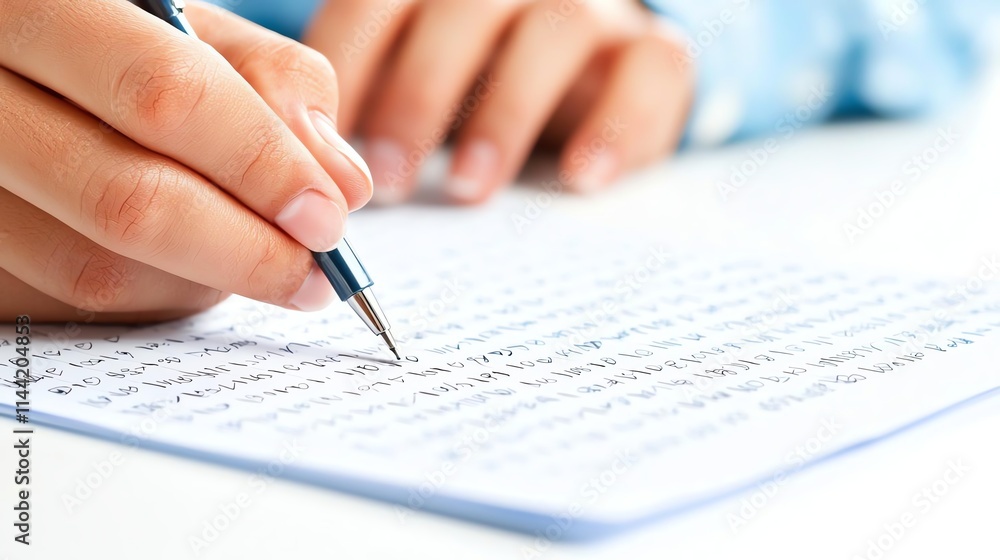 A close-up view of a person's hand holding a pen and writing on a sheet of paper, symbolizing communication, education, and creativity in a professional or academic setting. A close-up view of a person's hand holding a pen and writing on a sheet of paper, symbolizing communication, education, and creativity in a professional or academic setting.