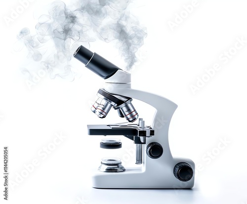 A sleek, modern microscope in a laboratory setting, symbolizing scientific exploration and discovery. Displaying a clean design, it showcases the importance of research in science. photo