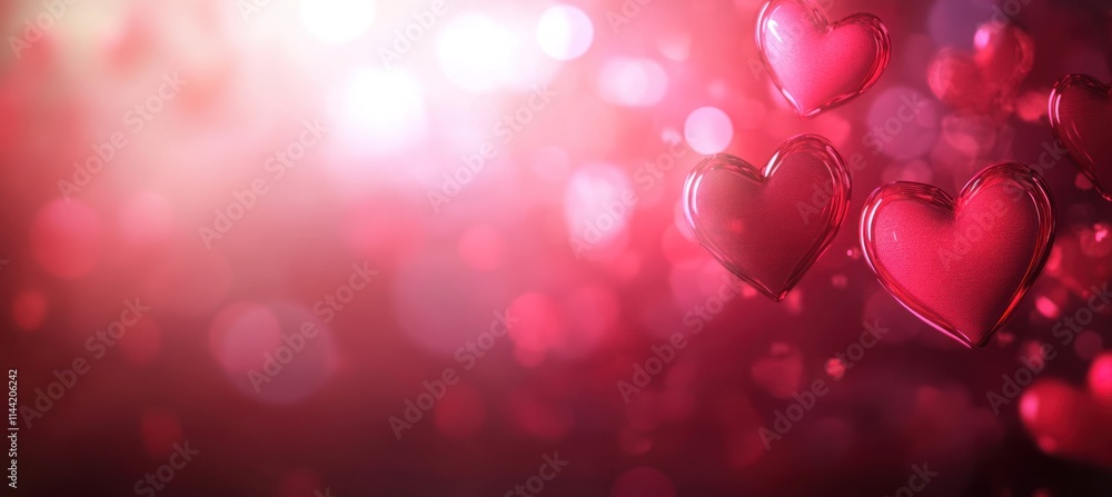 Floating red hearts with bokeh light background. Floating red hearts with bokeh light background.