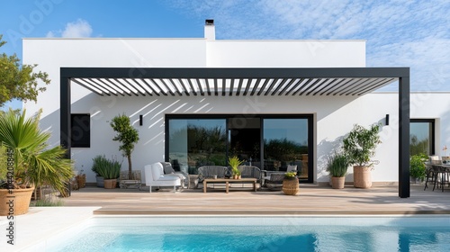 Modern Mediterranean Villa with Pool and Pergola