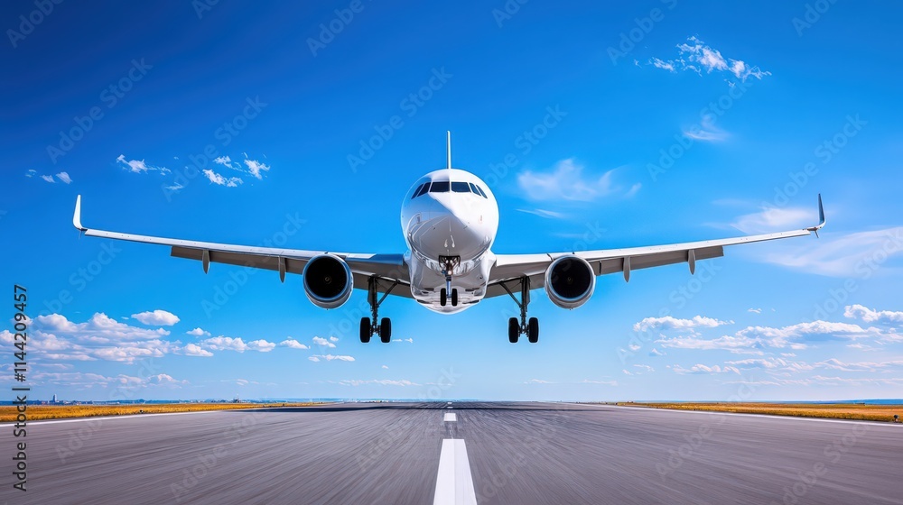 A white airplane is flying in the sky A white airplane is flying in the sky