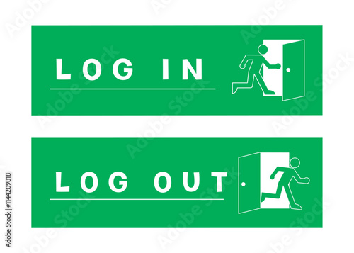 ログイン ログアウト おしゃれで可愛い緑色のLogin Logout のアイコン バナー素材