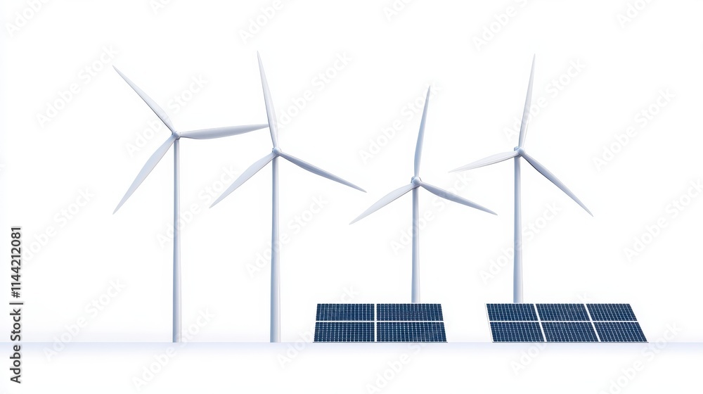 A clean energy scene featuring wind turbines and solar panels, symbolizing renewable energy and sustainable power sources. A clean energy scene featuring wind turbines and solar panels, symbolizing renewable energy and sustainable power sources.