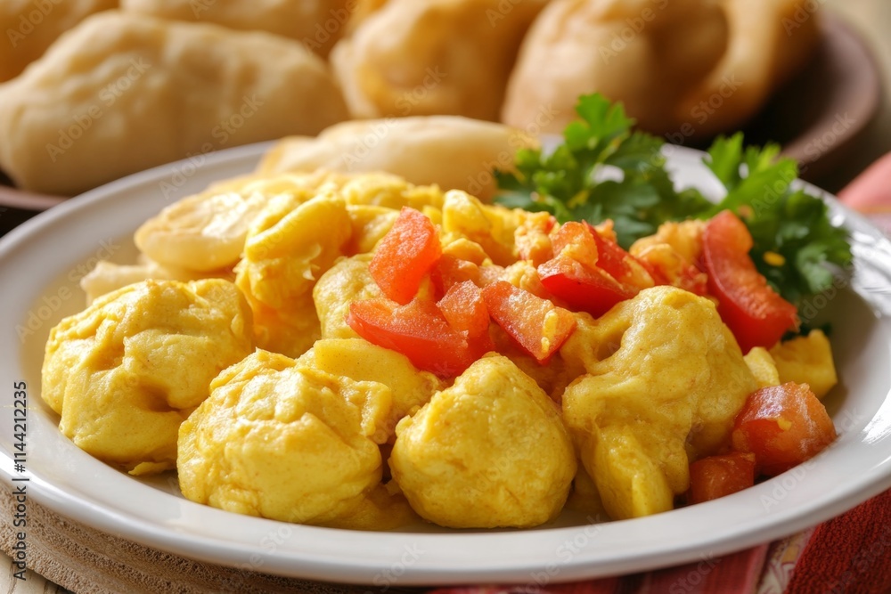 Scrumptious Scrambled Eggs with Colorful Toppings Scrumptious Scrambled Eggs with Colorful Toppings