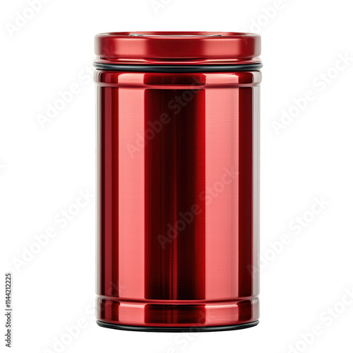 Blank Red Aluminum Can Isolated on Transparent Background photo