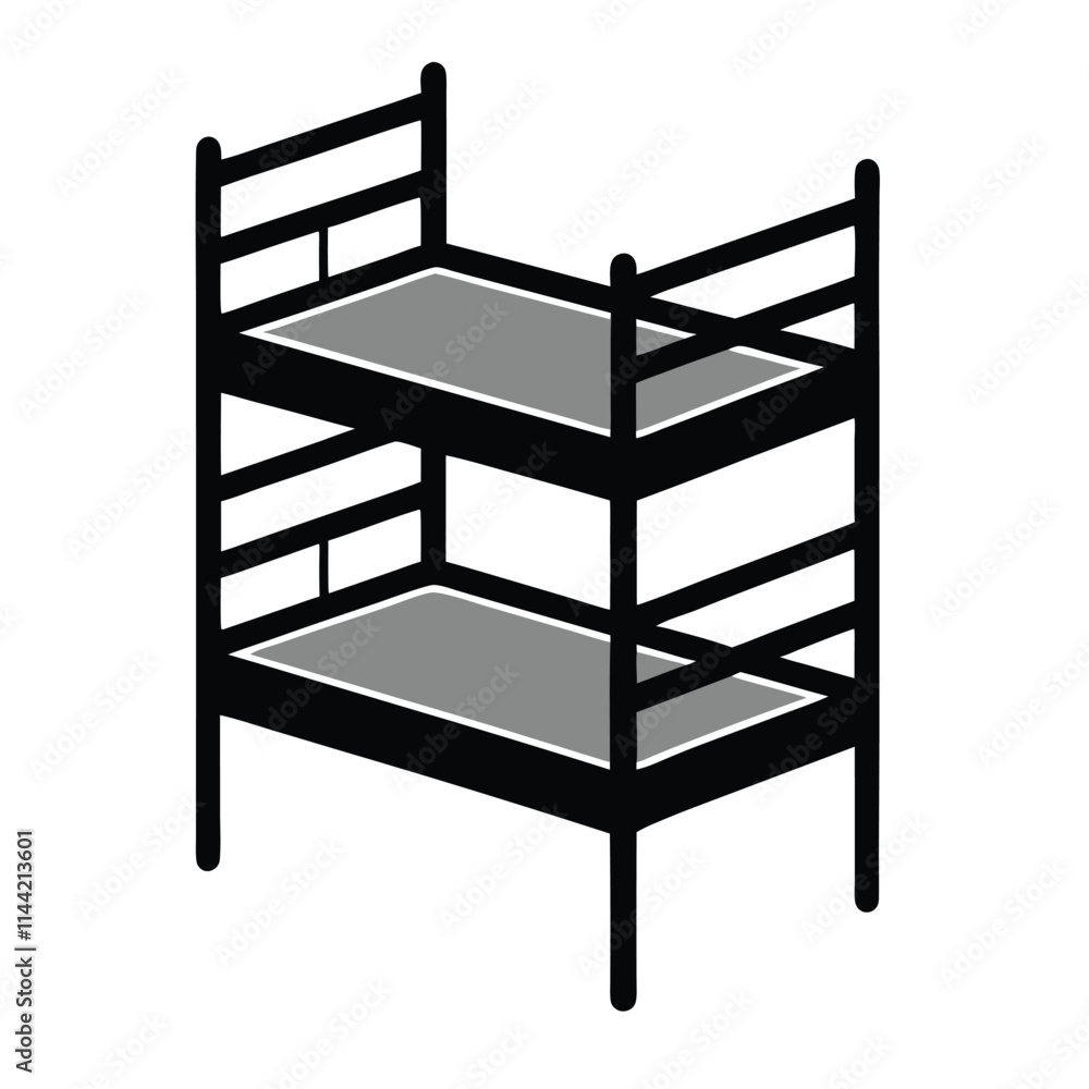 a Triple Bunk Bed silhouette vector with a white background a Triple Bunk Bed silhouette vector with a white background