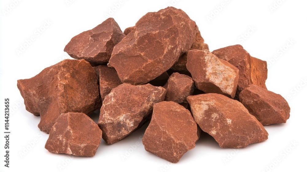 A pile of reddish-brown rocks, showcasing various shapes and textures, ideal for landscaping or decorative purposes. A pile of reddish-brown rocks, showcasing various shapes and textures, ideal for landscaping or decorative purposes.