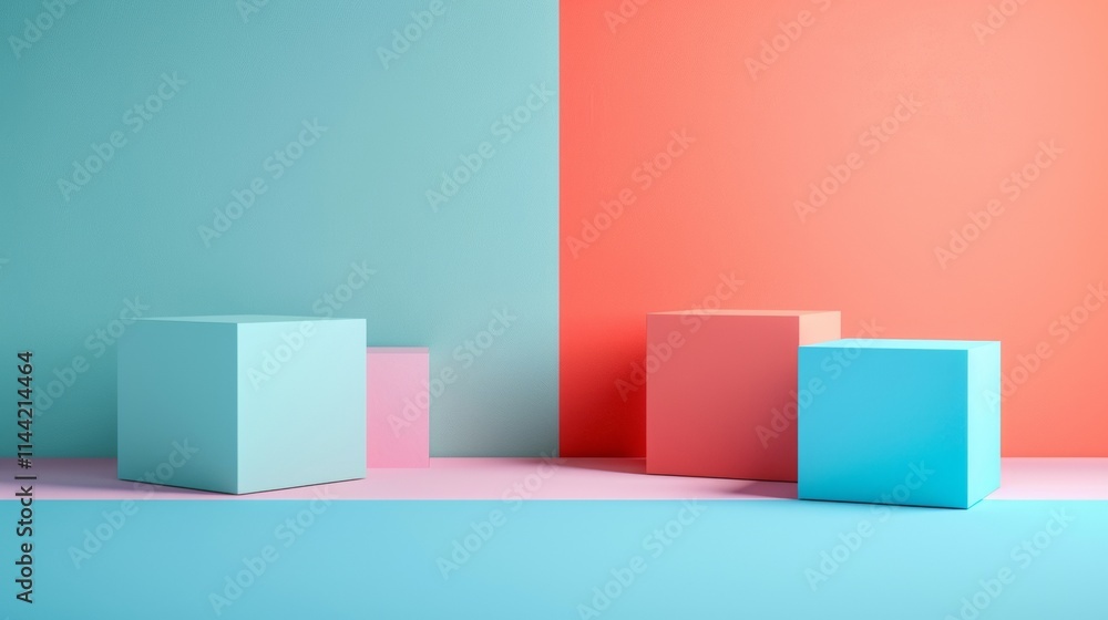 Minimalist geometric shapes in blue and pink tones Minimalist geometric shapes in blue and pink tones