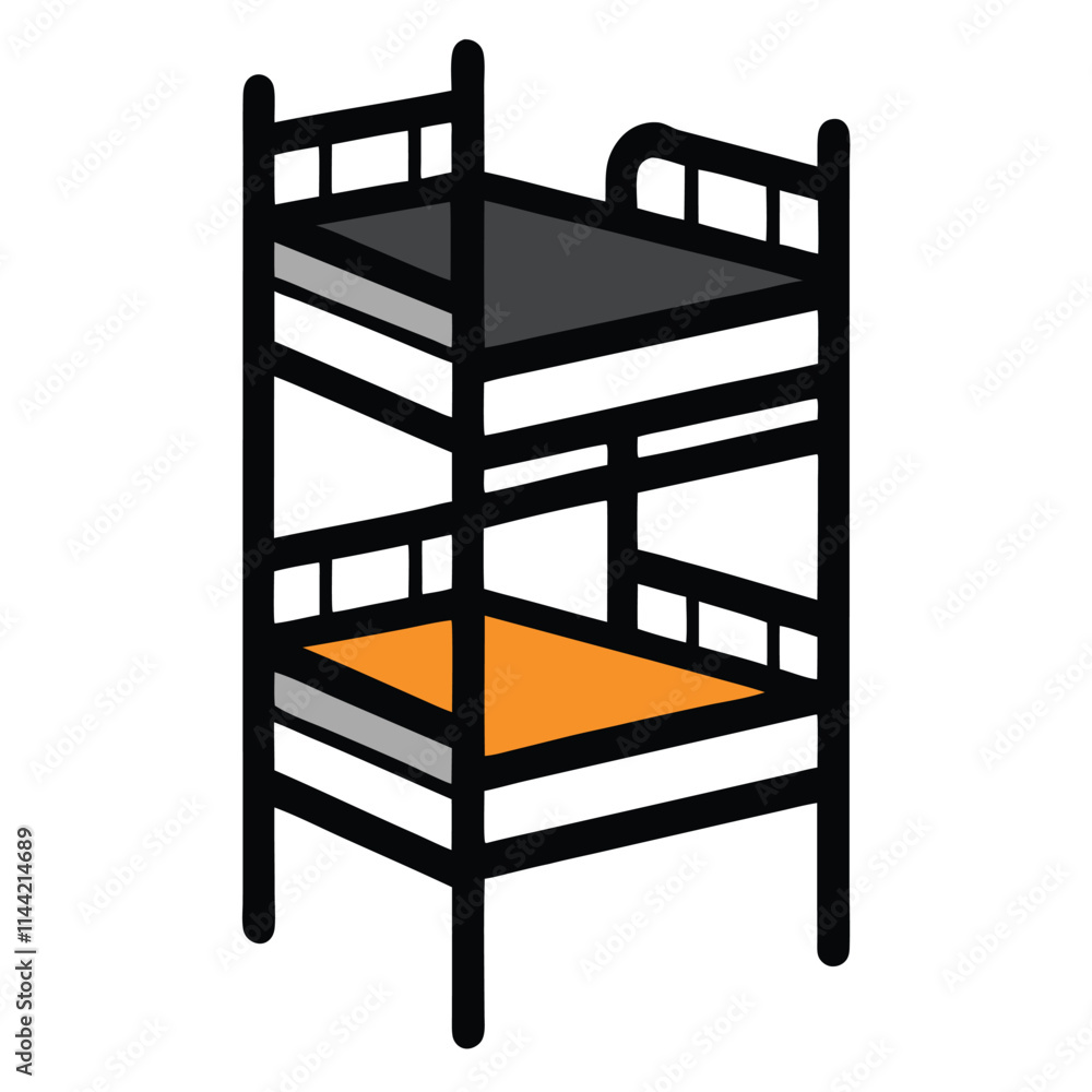 a Triple Bunk Bed silhouette vector with a white background