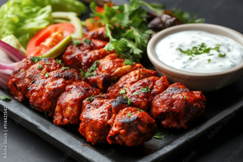 Spicy Grilled Chicken Skewers with Yogurt Dip Spicy Grilled Chicken Skewers with Yogurt Dip
