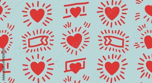 Vibrant Seamless Patterns with Bold Line Art on Colorful Backgrounds
