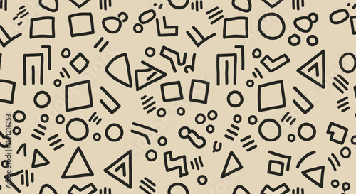 Vibrant Seamless Patterns with Bold Line Art on Colorful Backgrounds
