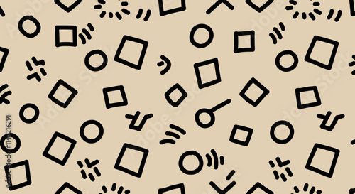 Vibrant Seamless Patterns with Bold Line Art on Colorful Backgrounds
