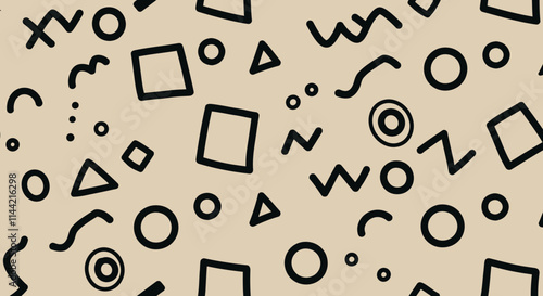 Vibrant Seamless Patterns with Bold Line Art on Colorful Backgrounds
