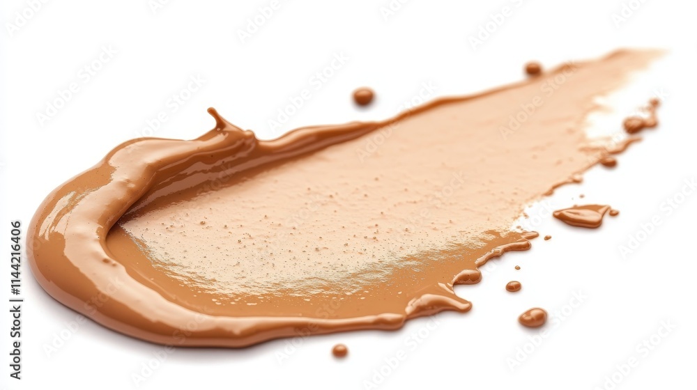 Liquid Foundation Makeup Swatch, Beauty Product Sample, Cosmetic Cream Texture on White Background. Liquid Foundation Makeup Swatch, Beauty Product Sample, Cosmetic Cream Texture on White Background.