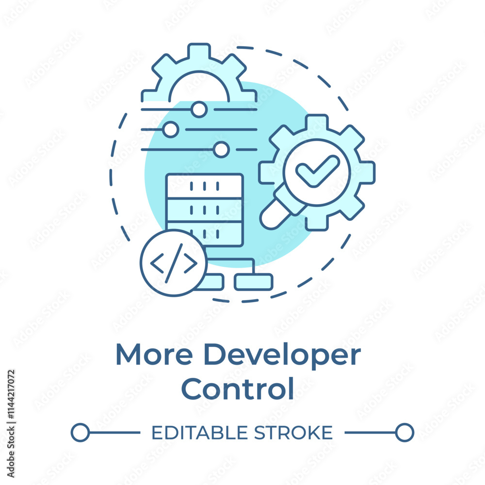 More developer control soft blue concept icon. Choosing data sources and parameters. Benefit of RAG services. Round shape line illustration. Abstract idea. Graphic design. Easy to use in article More developer control soft blue concept icon. Choosing data sources and parameters. Benefit of RAG services. Round shape line illustration. Abstract idea. Graphic design. Easy to use in article